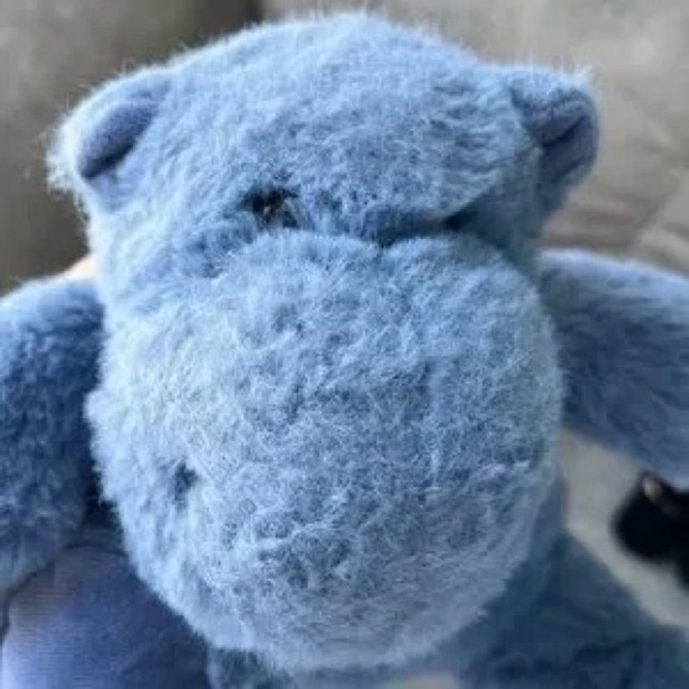 Plush Blue Hippo Stuffed Animal - Soft Cuddly Toy for Kids - Picture 7 of 8